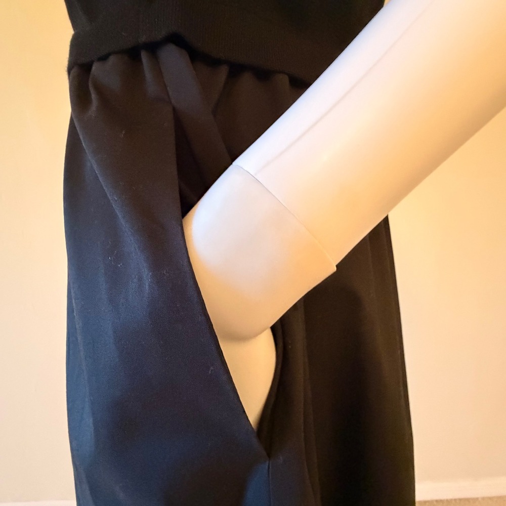 NWT Goelia Women's Black Knit Mixed Media Midi Dress Gold Buttons Sleeveless  S - Picture 6 of 11